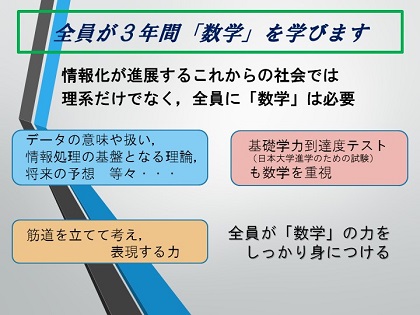 全員が3年間「数学」を学びます